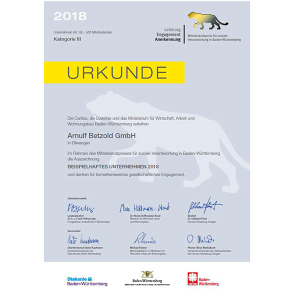 2018 Nominierung zum Mittelstandpreis