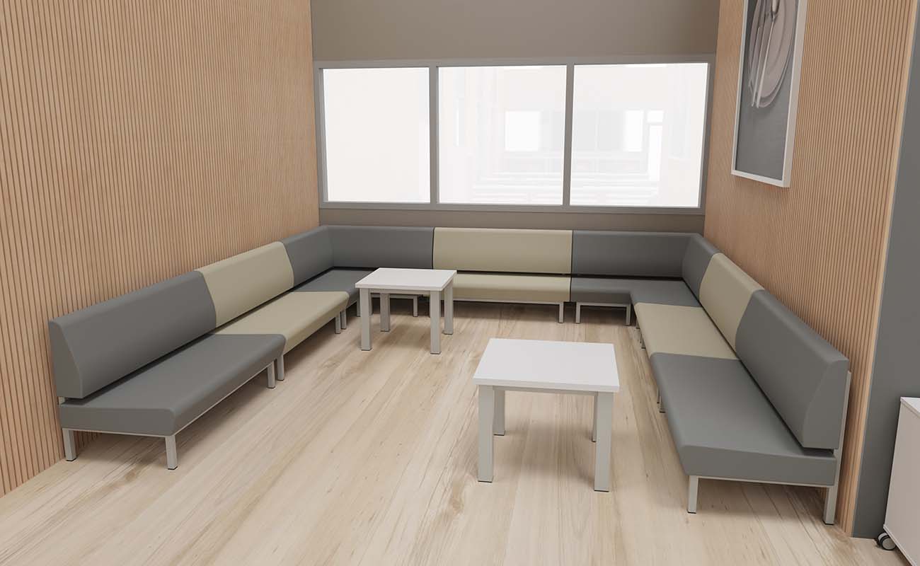 Mensa PausePlus Mensa PausePlus Ecke mit essBar Sofas und Einzeltischen