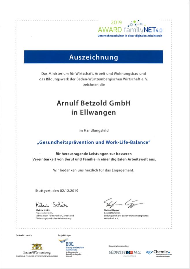 Auszeichnung familyNET 4.0