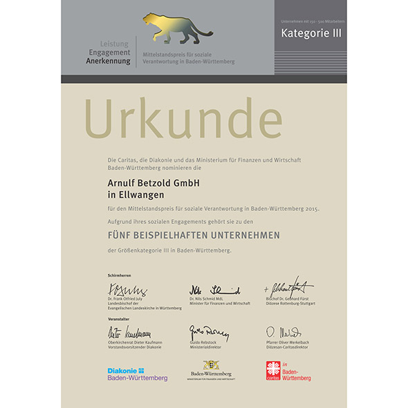 2015 Nominierung zum Mittelstandpreis