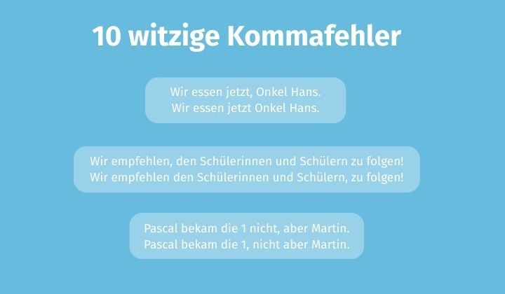Lustige Kommafehler in Sätzen