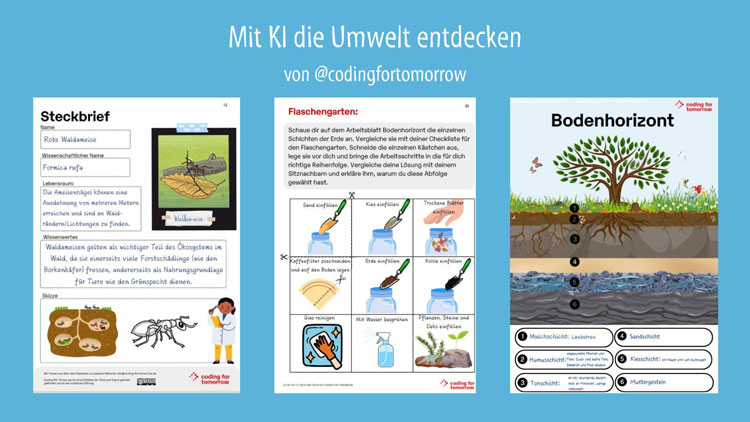 Arbeitsblätter: Mit KI die Umwelt entdecken
