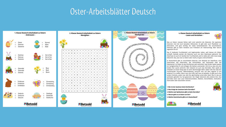 Oster-Arbeitsblätter für das Fach Deutsch