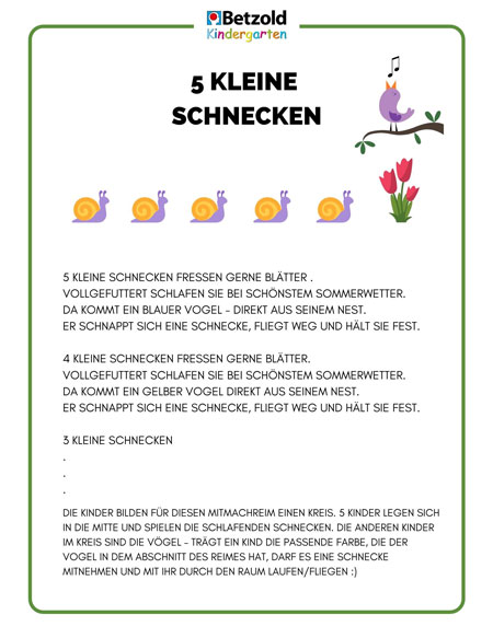 Mitmachreim: 5 kleine Schnecken