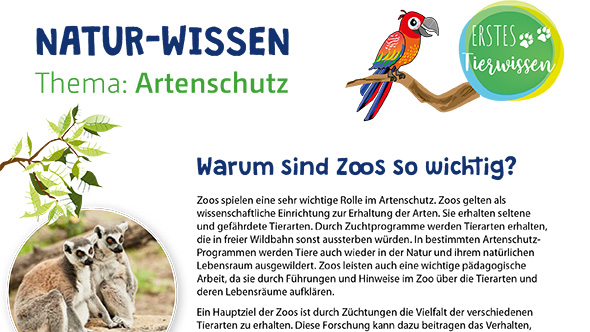 Vorschau Steckbrief „Tiere Artenschutz“