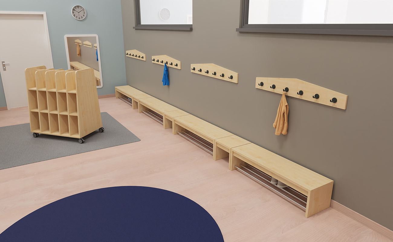 Garderobe Hereinspaziert Garderobe Hereinspaziert Ecke mit Flexeo Armadio Garderobe, Taschenwagen und Wandspiegel Stadt