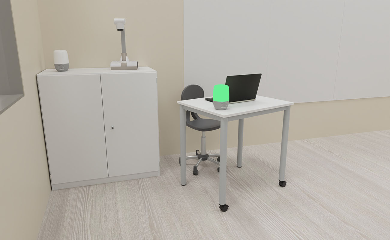 Klassenzimmer Lernraum Ecke Lehrerarbeitsplatz Klassenzimmer Lernraum Ecke mit Lehrerarbeitsplatz und Lärmlicht