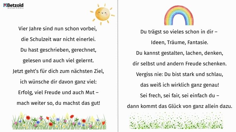Gedichte zum Abschied von der Volksschule