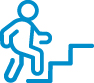 blau eingefärbtes Icon einer Person die eine Treppe hinaufläuft