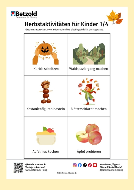 Bildkarten: Herbstaktivitäten
