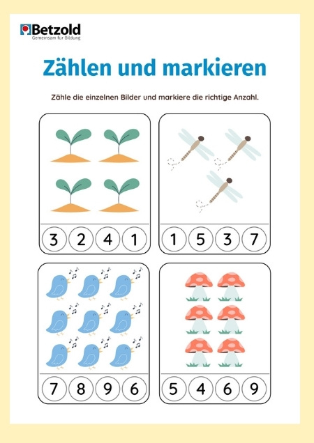 Arbeitsblatt: Zählen und markieren