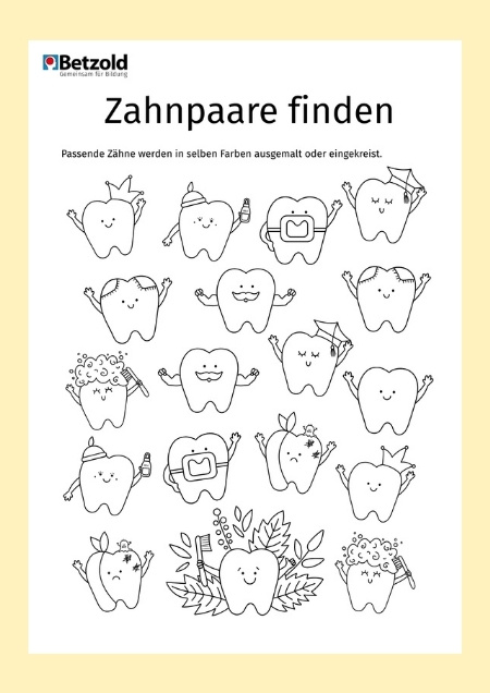 Arbeitsblatt: Zahnpaare finden