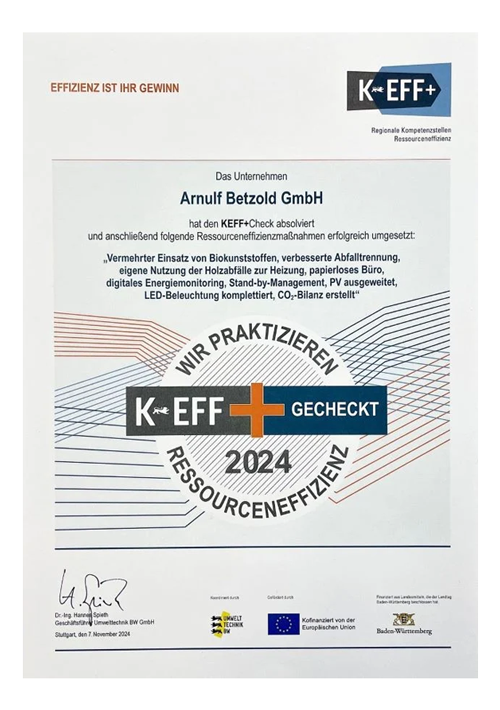 Urkunde KEFF+ Auszeichnung 2024