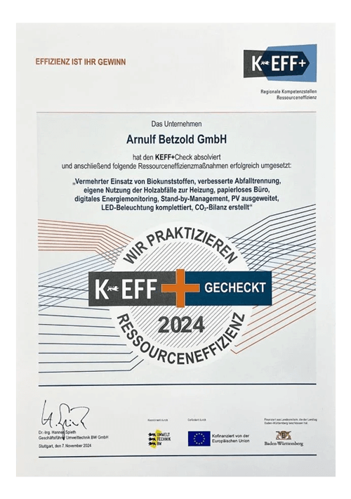 Urkunde KEFF+ Auszeichnung 2024