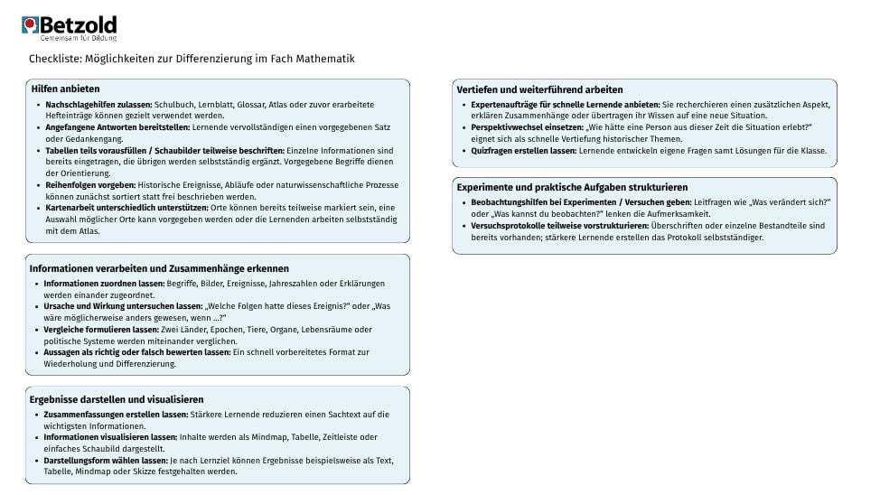 Checkliste: Differenzierung Sachkunde