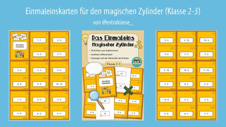 Einmaleinskarten für den magischen Zylinder
