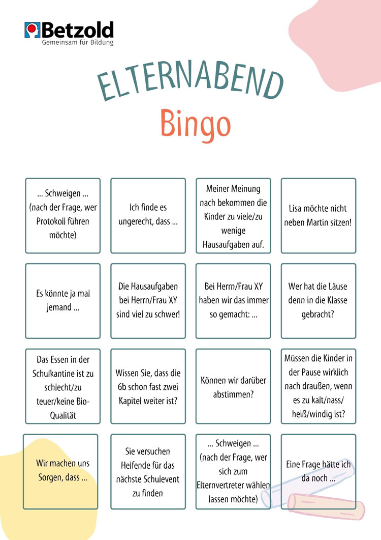 Elternabend-Bingo