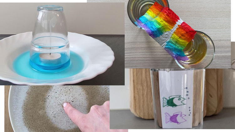 Collage mit 4 Experimenten für Kinder
