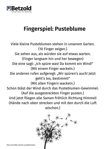Fingerspiel: Die Pusteblume