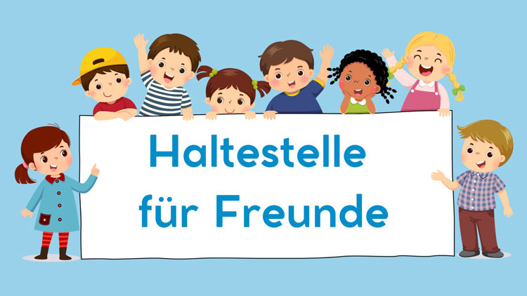 Haltestelle für Freunde-Schild