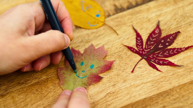 Herbstlaub einfach bemalen
