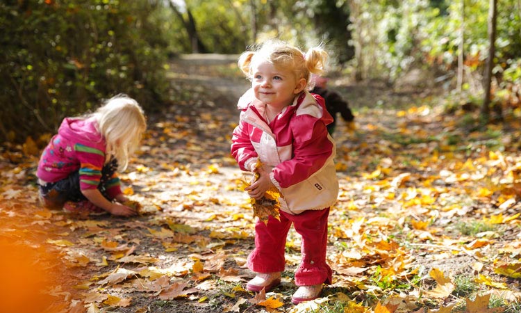 Kinder im herbstlichen Wald