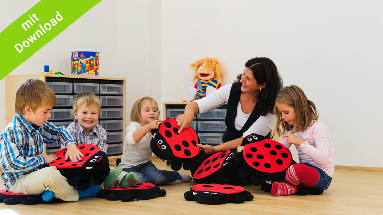 Marienkäfer-Kissen als Sprechanlass für Projekte im Kindergarten.