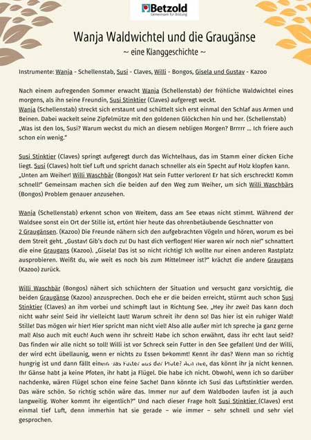 Eine herbstliche Klanngeschichte, die sich mit den Zugvögeln beschäftigt, die vor dem Winter in den Süden fliegen.