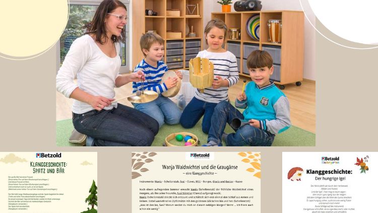 Kurze, mit rhythmischen Instrumenten begleitete, Geschichten eignen sich hervorragend, um das Hörverstehen und die Konzentration der Kinder zu fördern.