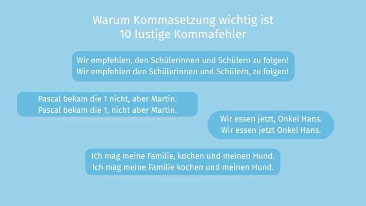 Lustige Kommafehler in Sätzen