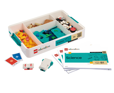 Lego Naturwissenschaften 8+ Set mit geöffneter Box und Einblick auf den Inhalt