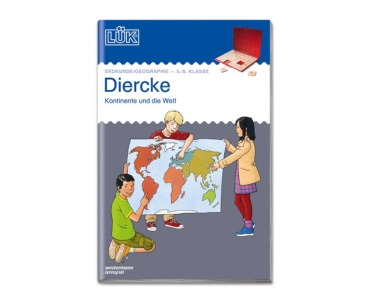 LÜK Diercke Erdkunde 5./6. Klasse Kinder mit einer Weltkarte als Cover des Heftes Erdkunde