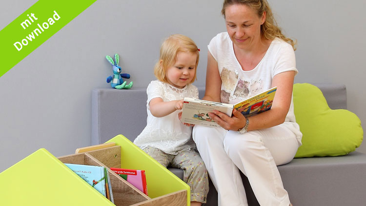 Märchen gemeinsam lesen und die Märchenbücher in einem Bücherwagen von Betzold verstauen.