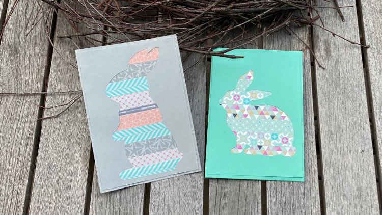 Osterkarte Washi-Tape Hase