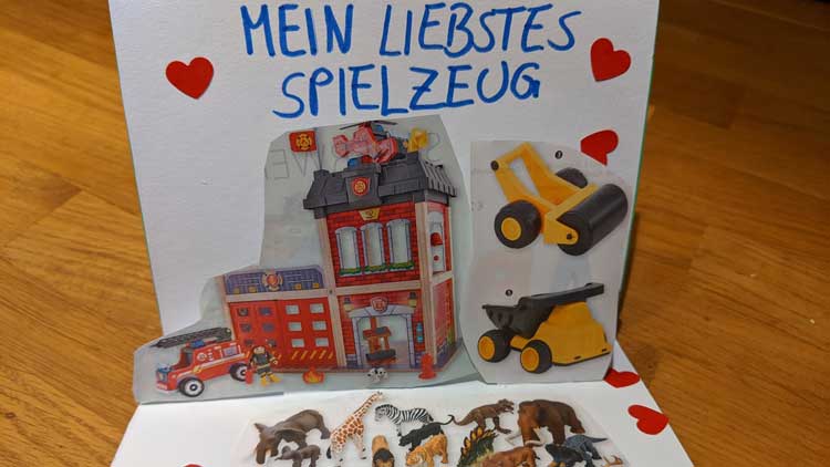 Pop-up-Karte für Portfolio im Kindergarten