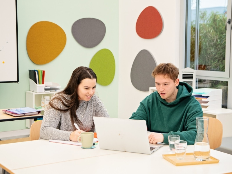 Büro mit Schallschutz-Elementen an der Wand