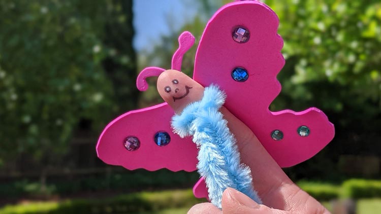 Fingerpuppe Schmetterling aus Moosgummi