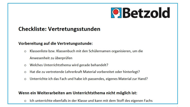 Vertretungsstunde-Checkliste