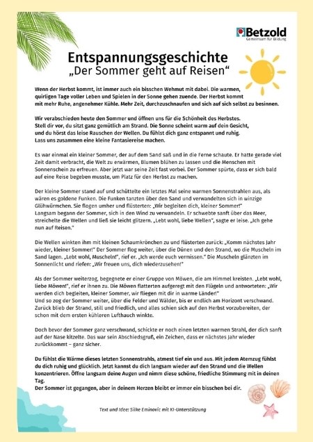Entspannungsgeschichte: Der Sommer geht auf Reisen