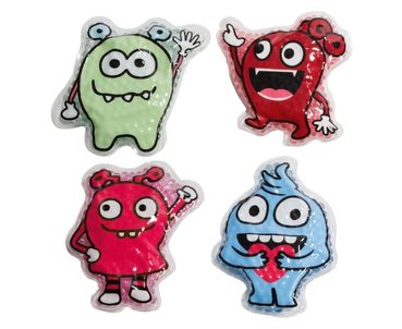 Taschenmonster vier verschiedenfarbige Taschenmonster auf weißem Hintergrund