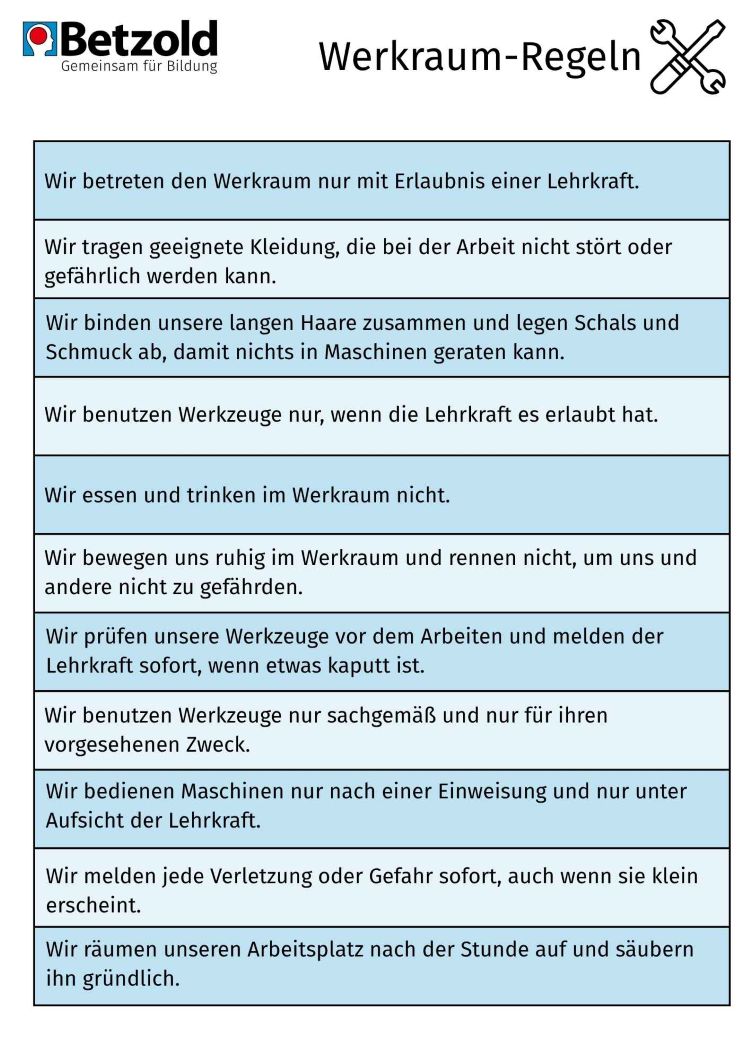 Werkraum-Regeln