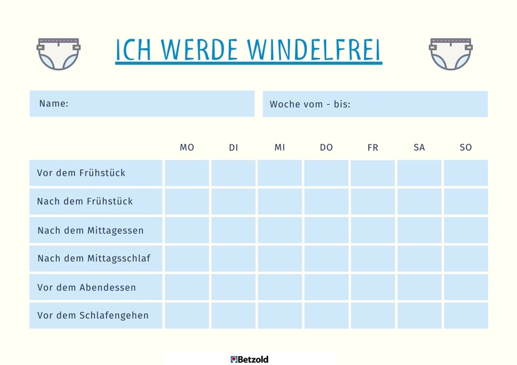 Vorlage: Windelfrei-Tabelle