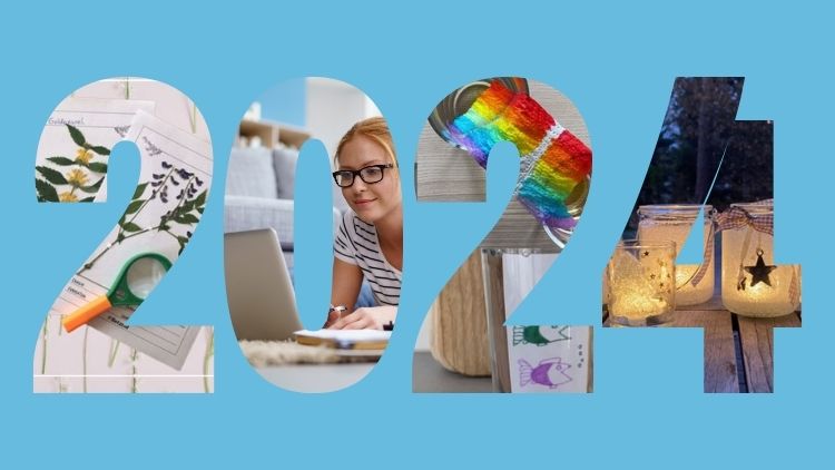 2024 auf blauem Hintergrund