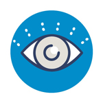 Fokussiertes Lernen Icon mit geöffnetem Auge