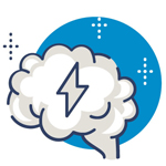 Schneller Wissen behalten Icon mit Abbild Geistesblitz
