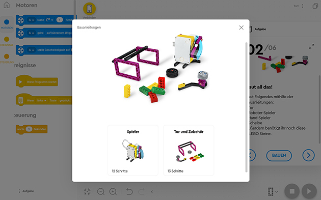 Ansicht Fußball-Anleitung LEGO® Education SPIKE™ Prime-Set Schritt 2