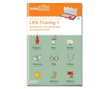 miniLÜK LRS-Training 1 diverse Gegenstände mit Silbenkennzeichnung als Cover des Produkts auf weißem Hintergrund