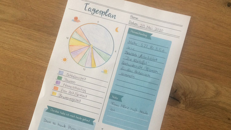 Tagesplan für Homeschooling